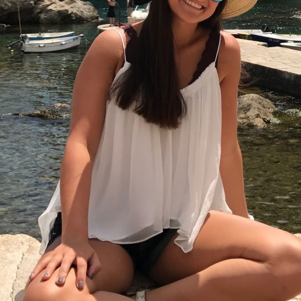 White sheer tank top